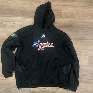 adidas Black Hoodie with USA-Flag 'Aggies' Script